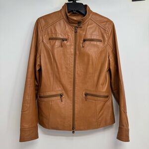 TCM Brown Leather Jacket Full Zip Woman’s Size Medium